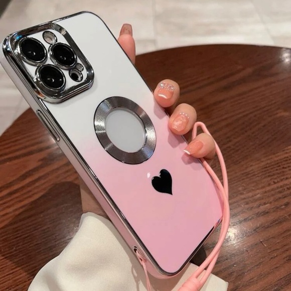 iPhone 14 Promax cute colorful summer Heart Print Phone Case With Lanyard - Picture 4 of 12